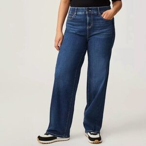 Torrid Bombshell Wide Leg Jeans Supersoft High Rise Medium Wash Denim Size 14S